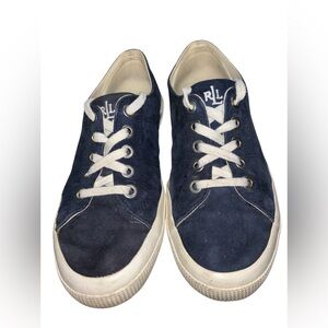 Lauren Ralph Lauren Jolie Navy Blue Suede Sneakers Women’s 7.5 Classic Preppy